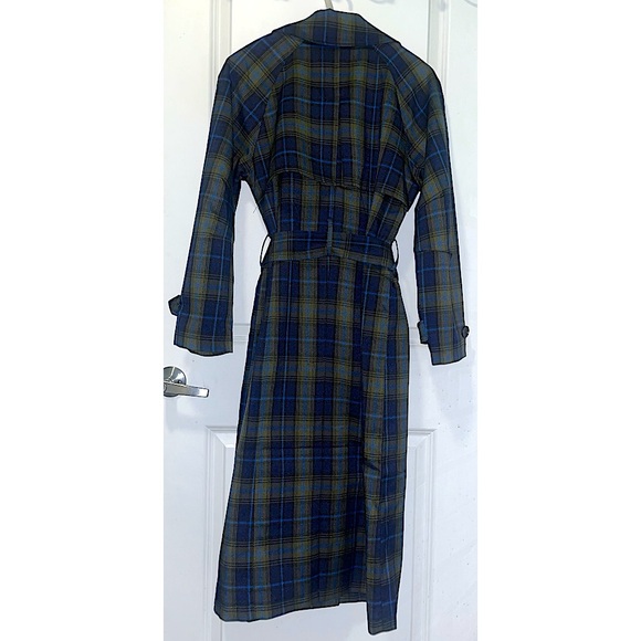 NWT Avec Les Filles Navy Blue Plaid Belted Trenchcoat (Oversize Fit) - Picture 7 of 8
